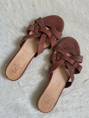 Werner 1911 Brown Leather Slide Sandals
